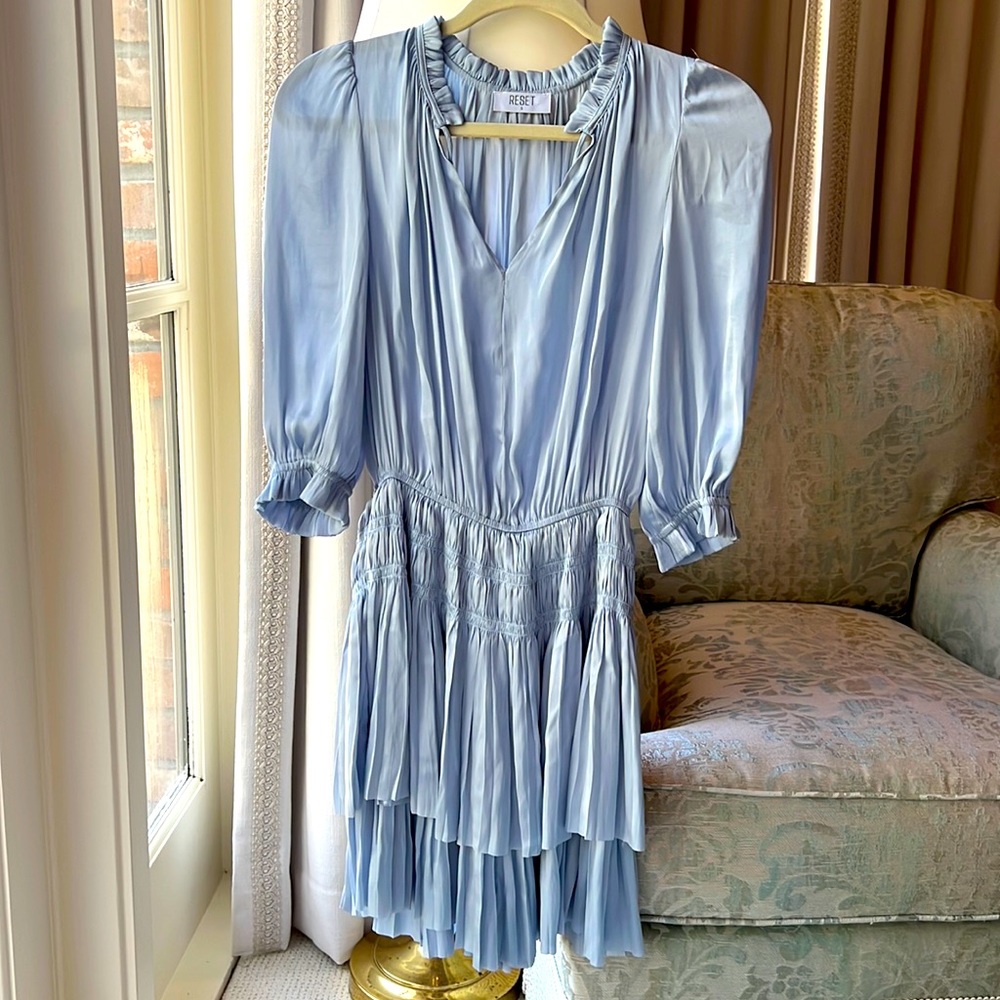 Reset silky powder blue mini dress